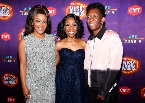 Mickey Guyton, Gladys Knight and Breland attend the 2021 CMT Music Awards at Bridgestone Arena on June 09, 2021 in Nashville, Tennessee.