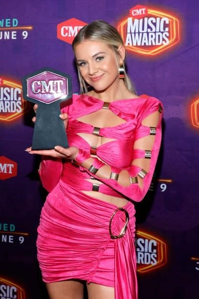 Kelsea Ballerini wins the CMT Performance of the Year award for the 2021 CMT Music Awards at Bridgestone Arena on June 09, 2021 in Nashville,...