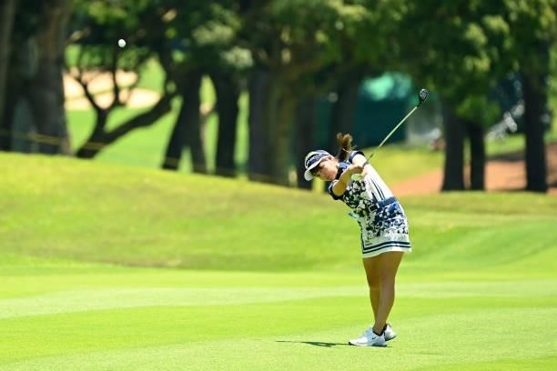 Hikari Tanabe of Japan hits her third shot on the 1st hole during the first round of the Ai Miyazato Suntory Ladies Open at Rokko Kokusai Golf Club...
