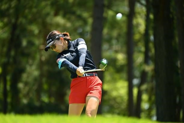Teresa Lu of Chinese Taipei hits her tee shot on the 2nd hole during the first round of the Ai Miyazato Suntory Ladies Open at Rokko Kokusai Golf...