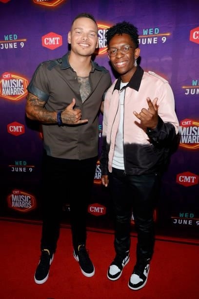 Kane Brown and Breland attend the 2021 CMT Music Awards at Bridgestone Arena on June 09, 2021 in Nashville, Tennessee.