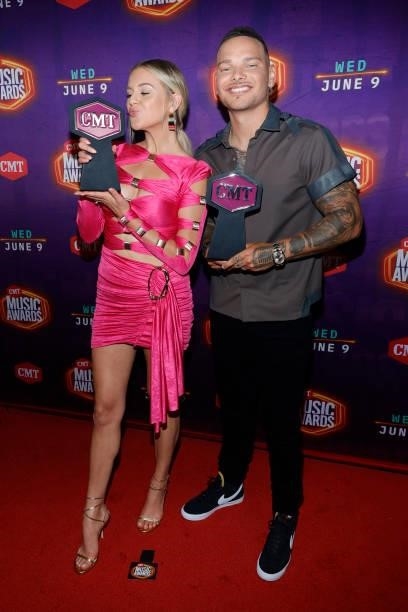 Kelsea Ballerini wins the CMT Performance of the Year award and Kane Brown wins Male Video of the Year for the 2021 CMT Music Awards at Bridgestone...