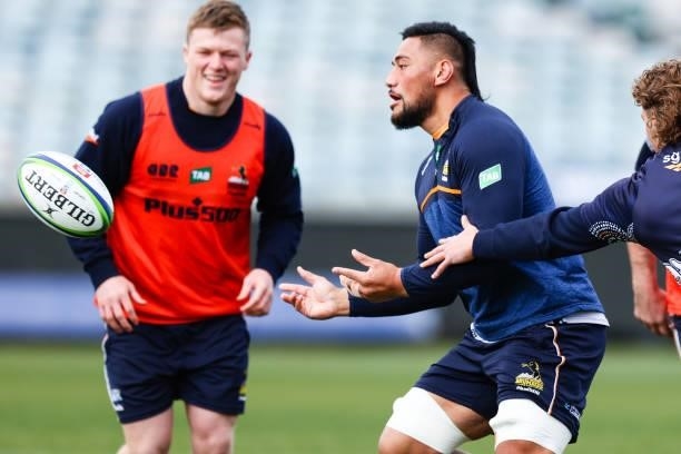 Henry Stowers is pictured during an ACT Brumbies Super Rugby Trans-Tasman captain's run at GIO Stadium on June 10, 2021 in Canberra, Australia.