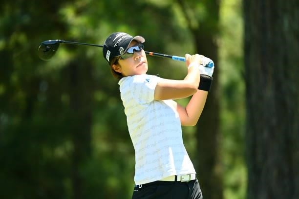 Lala Anai of Japan hits her tee shot on the 2nd hole during the first round of the Ai Miyazato Suntory Ladies Open at Rokko Kokusai Golf Club on June...