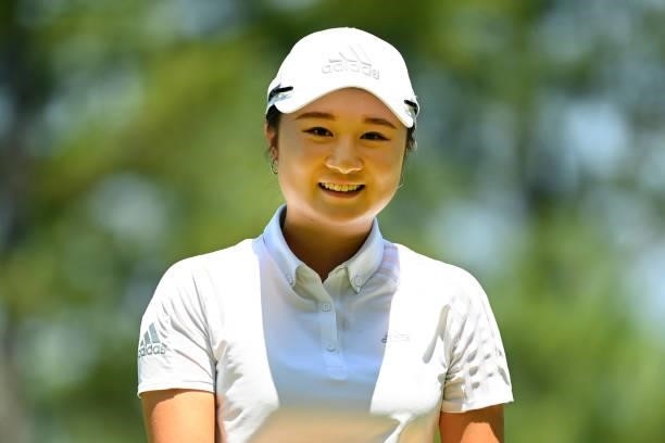 Haruka Morita of Japan smiles on the 4th green during the first round of the Ai Miyazato Suntory Ladies Open at Rokko Kokusai Golf Club on June 10,...