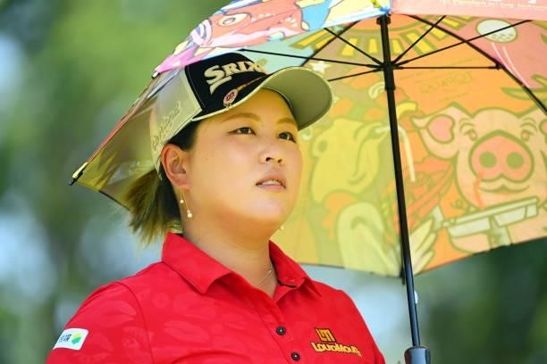 Shoko Sasaki of Japan is seen on the 5th hole during the first round of the Ai Miyazato Suntory Ladies Open at Rokko Kokusai Golf Club on June 10,...