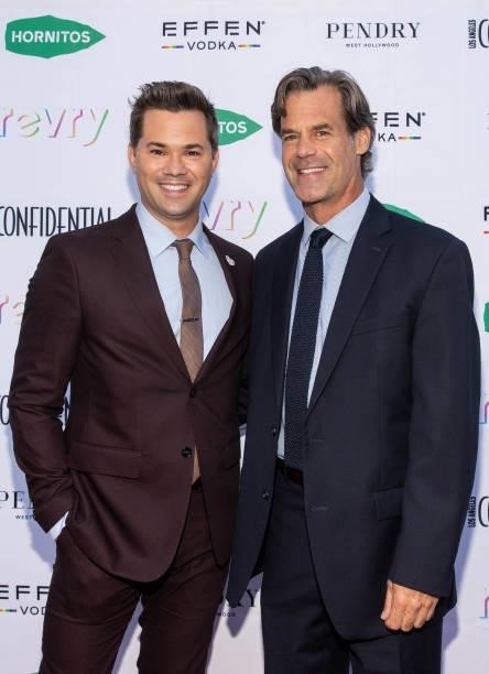 Tuc Watkins and Andrew Rannells are seen as Los Angeles Confidential celebrates "Portraits of Pride