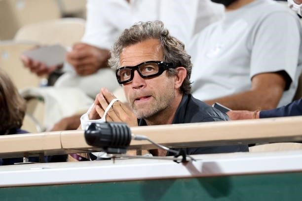 Fabien Galthie, coach of French rugby team attends the night session of day 11 of the 2021 Roland-Garros, French Open, a Grand Slam tennis tournament...