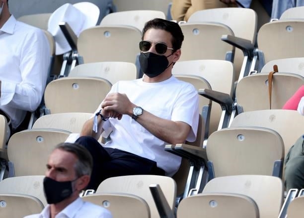 American actor Rami Malek attends day 11 of the 2021 Roland-Garros, French Open, a Grand Slam tennis tournament at Roland-Garros stadium on June 9,...