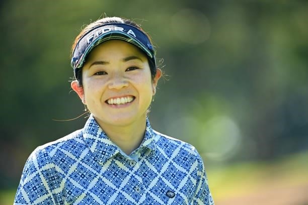 Sumika Nakasone of Japan smiles on the 17th hole during the first round of the Ai Miyazato Suntory Ladies Open at Rokko Kokusai Golf Club on June 10,...