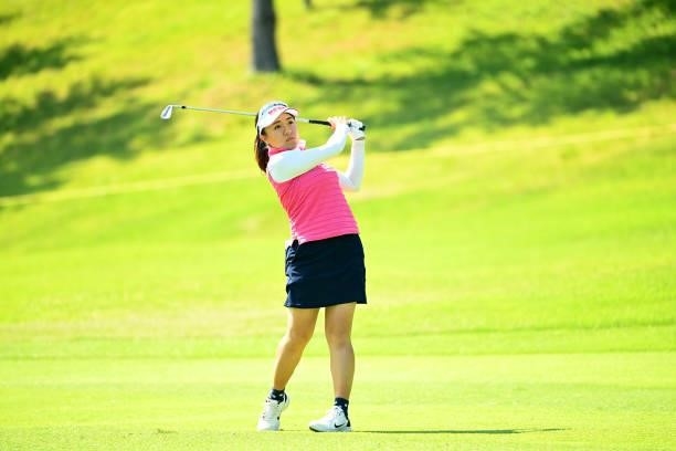 Pei-Ying Tsai of Chinese Taipei hits her second shot on the 15th hole during the first round of the Ai Miyazato Suntory Ladies Open at Rokko Kokusai...