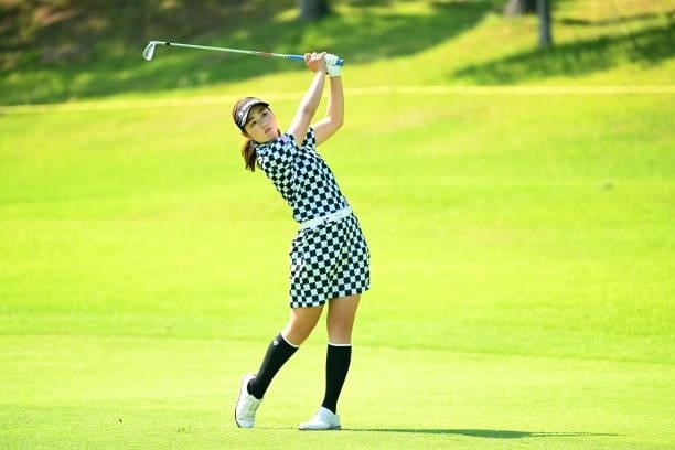Nozomi Uetake of Japan hits her second shot on the 15th hole during the first round of the Ai Miyazato Suntory Ladies Open at Rokko Kokusai Golf Club...