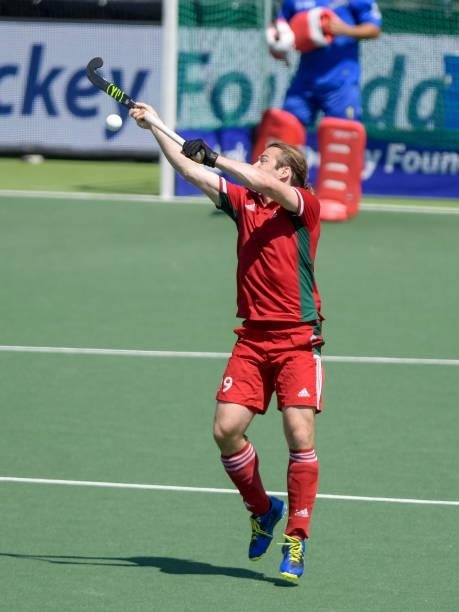 Owain Dolan-Gray of Wales during the Euro Hockey Championships match between Spain and Wales at Wagener Stadion on June 10, 2021 in Amstelveen,...