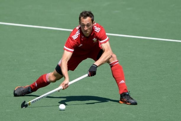 Lewis Prosser of Wales during the Euro Hockey Championships match between Spain and Wales at Wagener Stadion on June 10, 2021 in Amstelveen,...