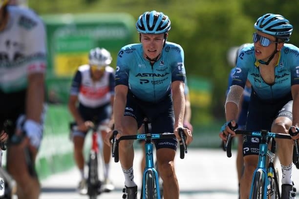 Stefan De Bod of South Africa & Jonas Gregaard Wilsly of Denmark and Team Astana – Premier Tech at arrival during the 84th Tour de Suisse 2021, Stage...