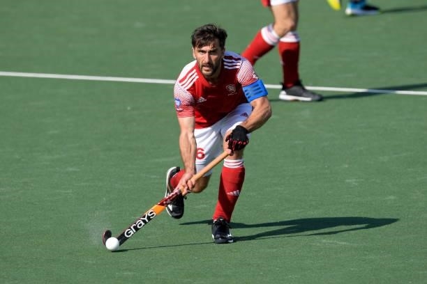 Henry Weir of England during the Euro Hockey Championships match between England and Germany at Wagener Stadion on June 10, 2021 in Amstelveen,...