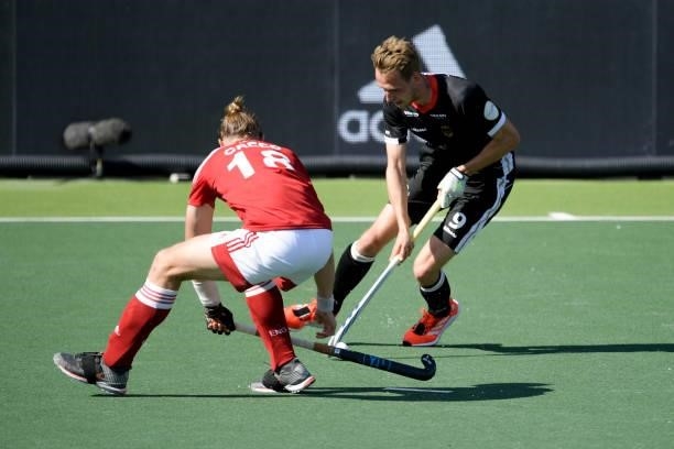 Niklas Wellen of Germany during the Euro Hockey Championships match between England and Germany at Wagener Stadion on June 10, 2021 in Amstelveen,...