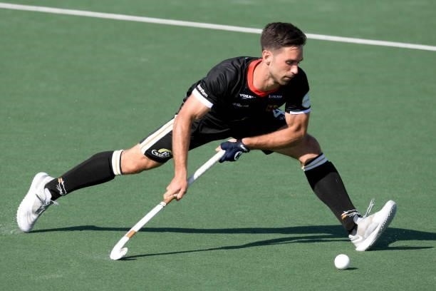 Lukas Windfeder of Germany during the Euro Hockey Championships match between England and Germany at Wagener Stadion on June 10, 2021 in Amstelveen,...