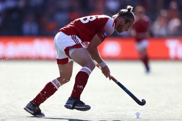 Brendan Creed of England in action during the Euro Hockey Championships Mens Semi Final match between England and Germany at Wagener Stadion on June...