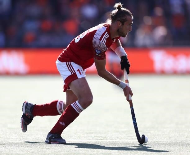 Brendan Creed of England in action during the Euro Hockey Championships Mens Semi Final match between England and Germany at Wagener Stadion on June...