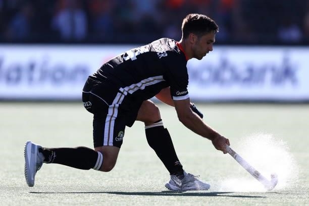 Lukas Windfeder of Germany in action during the Euro Hockey Championships Mens Semi Final match between England and Germany at Wagener Stadion on...