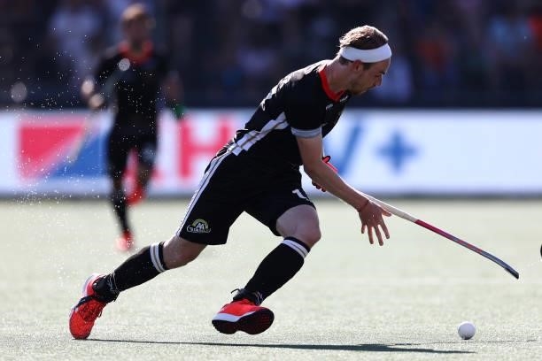 Christopher Ruehr of Germany in action during the Euro Hockey Championships Mens Semi Final match between England and Germany at Wagener Stadion on...