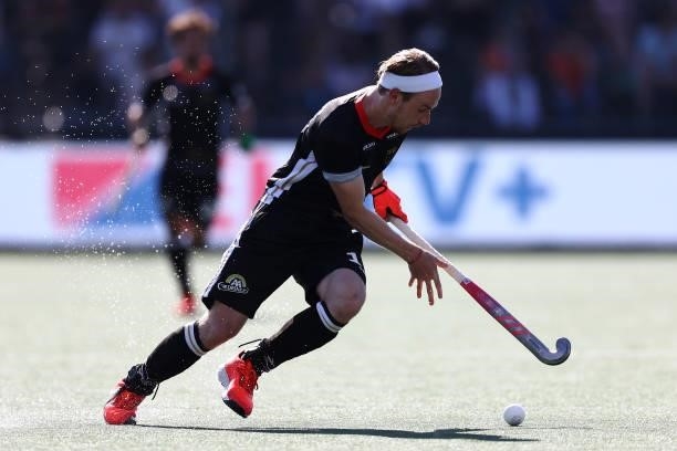 Christopher Ruehr of Germany in action during the Euro Hockey Championships Mens Semi Final match between England and Germany at Wagener Stadion on...