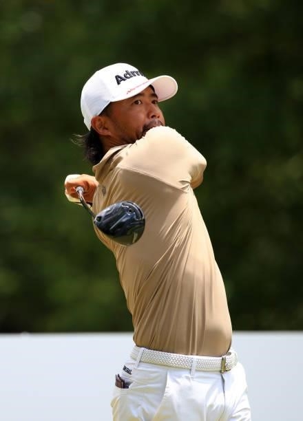Satoshi Kodaira of Japan plays his shot from the 12th tee during the first round of the Palmetto Championship at Congaree on June 10, 2021 in...
