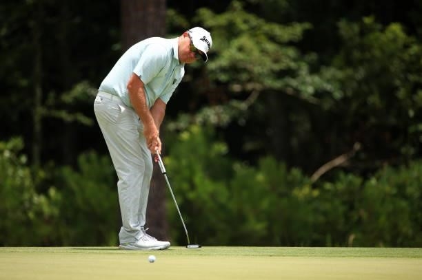 Ted Potter Jr. Putts on the 11th green during the first round of the Palmetto Championship at Congaree on June 10, 2021 in Ridgeland, South Carolina.