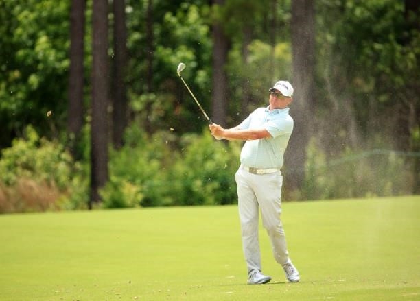 Ted Potter Jr. Plays his shot on the 11th hole during the first round of the Palmetto Championship at Congaree on June 10, 2021 in Ridgeland, South...