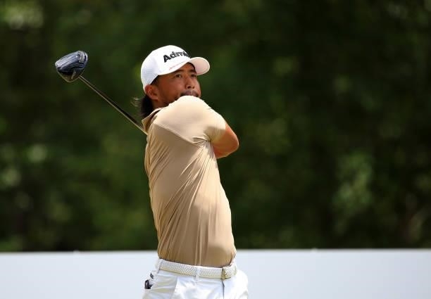 Satoshi Kodaira of Japan plays his shot from the 12th tee during the first round of the Palmetto Championship at Congaree on June 10, 2021 in...