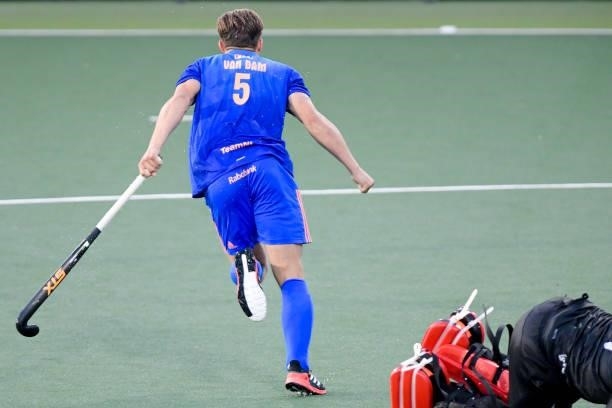 Thijs van Dam of the Netherlands during the Euro Hockey Championships match between Netherlands and Belgium at Wagener Stadion on June 10, 2021 in...