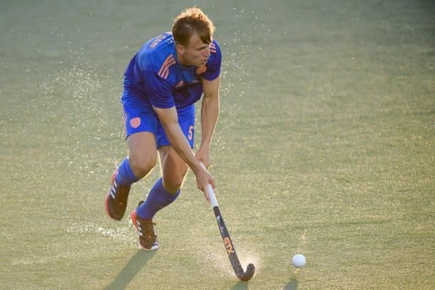 Thijs van Dam of the Netherlands during the Euro Hockey Championships match between Netherlands and Belgium at Wagener Stadion on June 10, 2021 in...