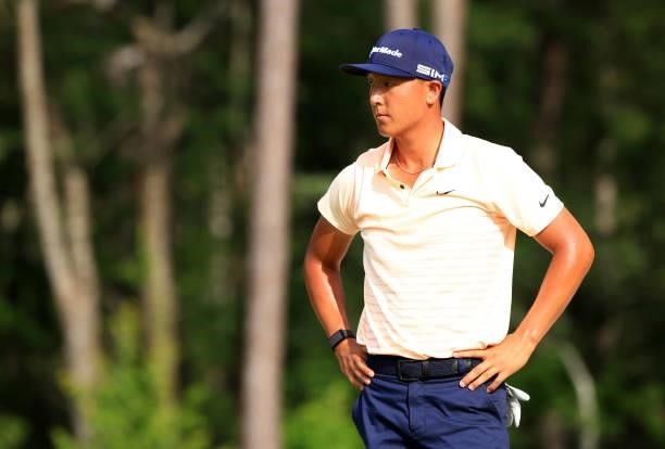 John Pak prepares to play his shot on the 12th hole during the first round of the Palmetto Championship at Congaree on June 10, 2021 in Ridgeland,...
