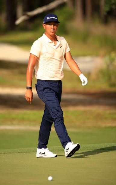 John Pak walks along on the 12th hole during the first round of the Palmetto Championship at Congaree on June 10, 2021 in Ridgeland, South Carolina.