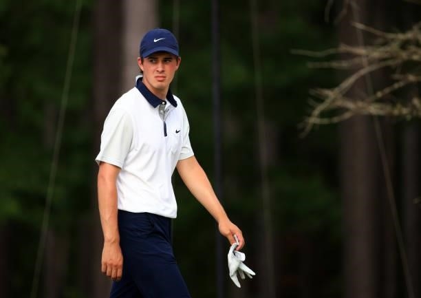 Davis Thompson walks along the 12th hole during the first round of the Palmetto Championship at Congaree on June 10, 2021 in Ridgeland, South...