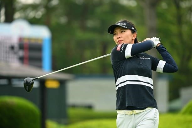 Teresa Lu of Chinese Taipei hits her tee shot on the 10th hole during the second round of the Ai Miyazato Suntory Ladies Open at Rokko Kokusai Golf...