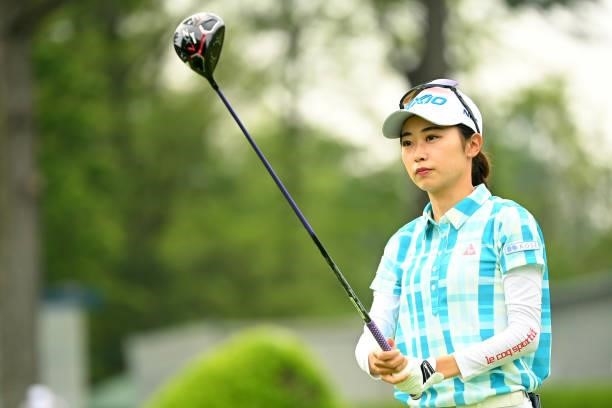 Yuka Yasuda of Japan is seen before her tee shot on the 10th hole during the second round of the Ai Miyazato Suntory Ladies Open at Rokko Kokusai...