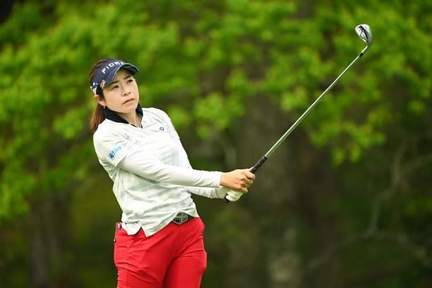 Sumika Nakasone of Japan hits her tee shot on the 11th hole during the second round of the Ai Miyazato Suntory Ladies Open at Rokko Kokusai Golf Club...