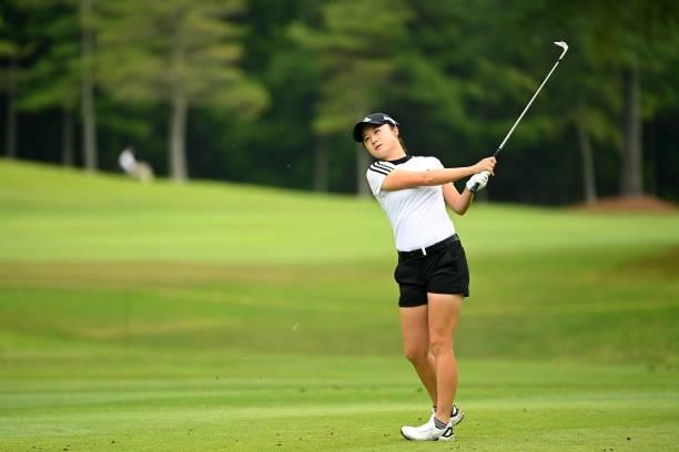 Haruka Morita of Japan hits her third shot on the 12th hole during the second round of the Ai Miyazato Suntory Ladies Open at Rokko Kokusai Golf Club...