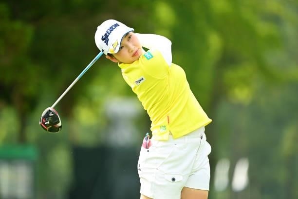 Sakura Koiwai of Japan hits her tee shot on the 13th hole during the second round of the Ai Miyazato Suntory Ladies Open at Rokko Kokusai Golf Club...