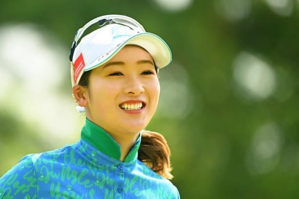 Rei Matsuda of Japan smiles during the second round of the Ai Miyazato Suntory Ladies Open at Rokko Kokusai Golf Club on June 11, 2021 in Kobe,...
