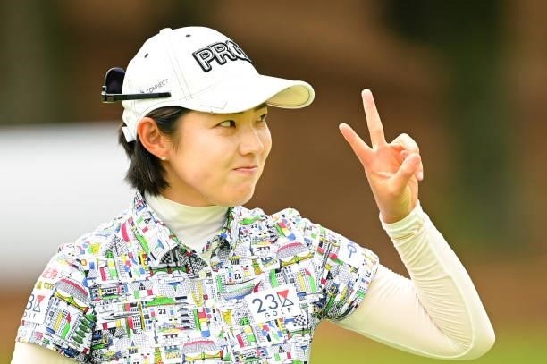 Rie Tsuji of Japan poses on the 9th hole during the second round of the Ai Miyazato Suntory Ladies Open at Rokko Kokusai Golf Club on June 11, 2021...