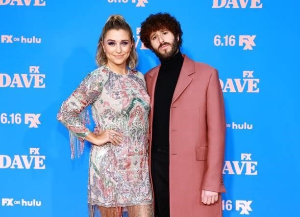 Taylor Misiak and Dave Burd attend FXX, FX and Hulu's Season 2 Red Carpet Premiere Of "Dave