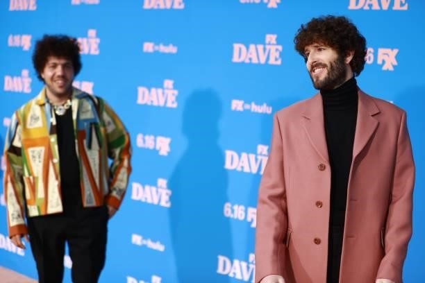 Benny Blanco and Dave Burd attend FXX, FX and Hulu's Season 2 Red Carpet Premiere Of "Dave