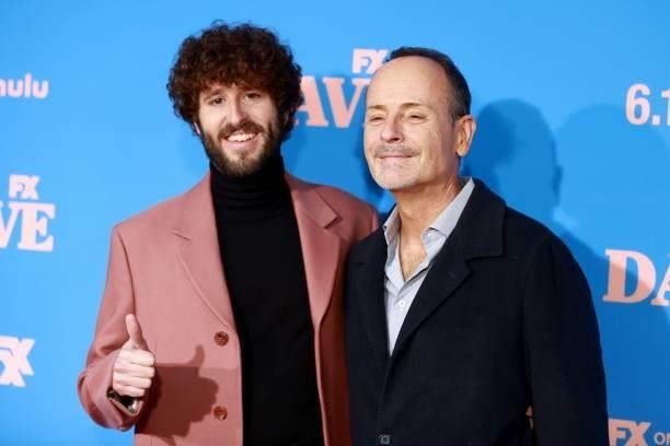 Dave Burd and John Landgraf attend FXX, FX and Hulu's Season 2 Red Carpet Premiere Of "Dave