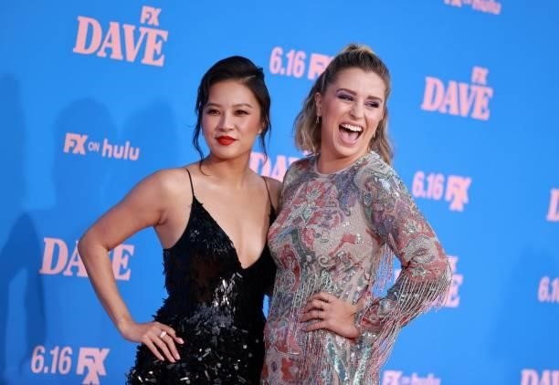 Christine Ko and Taylor Misiak attend FXX, FX and Hulu's Season 2 Red Carpet Premiere Of "Dave