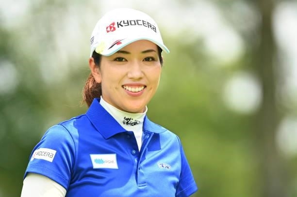 Ritsuko Ryu of Japan smiles on the 5th hole during the second round of the Ai Miyazato Suntory Ladies Open at Rokko Kokusai Golf Club on June 11,...