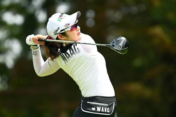 Seonwoo Bae of South Korea hits her tee shot on the 5th hole during the second round of the Ai Miyazato Suntory Ladies Open at Rokko Kokusai Golf...