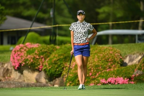Megumi Kido of Japan is seen on the 18th green during the second round of the Ai Miyazato Suntory Ladies Open at Rokko Kokusai Golf Club on June 11,...